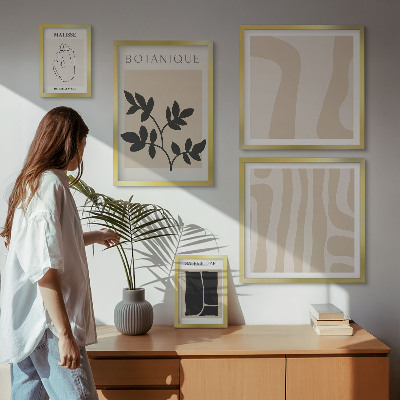 Zestaw 5 obrazów w ramie Stylowe grafiki roślinne abstrakcje