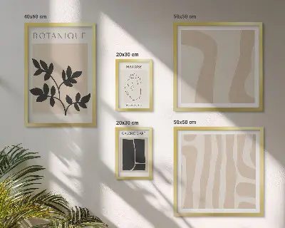 Stylowe grafiki roślinne abstrakcje zestaw 5 obrazów w ramie