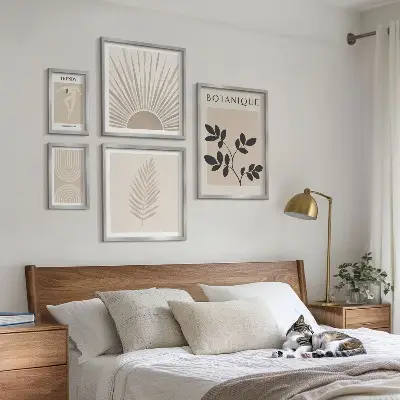 Zestaw obrazów w ramie do galerii ściennej stylowe roślinne dekoracje geometryczne