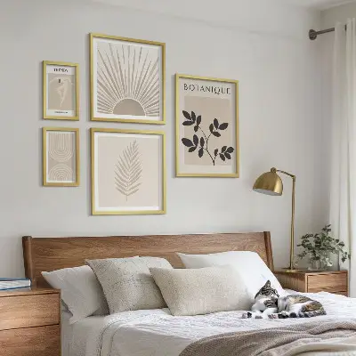 Zestaw obrazów w ramie do galerii ściennej stylowe roślinne dekoracje geometryczne