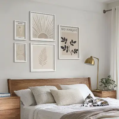 Zestaw obrazów w ramie do galerii ściennej stylowe roślinne dekoracje geometryczne