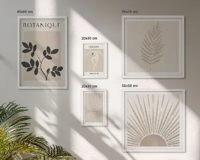 Zestaw obrazów w ramie do galerii ściennej stylowe roślinne dekoracje geometryczne