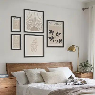 Zestaw obrazów w ramie do galerii ściennej stylowe roślinne dekoracje geometryczne
