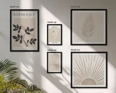 Zestaw obrazów w ramie do galerii ściennej stylowe roślinne dekoracje geometryczne