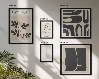 Zestaw 5 obrazów w ramie stylowe abstrakcyjne grafiki z motywem roślinnym