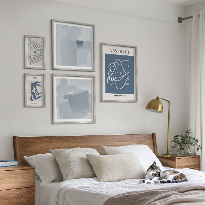 Zestaw obrazów w ramie do galerii ściennej Stylowe abstrakcje minimalistyczne