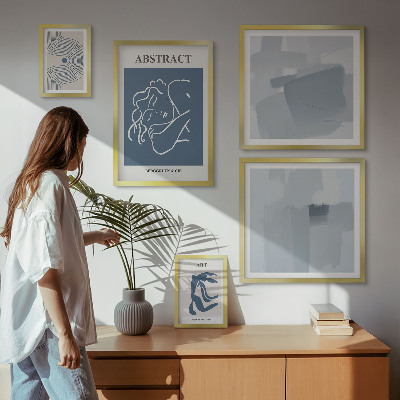 Zestaw obrazów w ramie do galerii ściennej Stylowe abstrakcje minimalistyczne