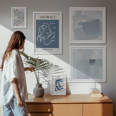 Zestaw obrazów w ramie do galerii ściennej Stylowe abstrakcje minimalistyczne