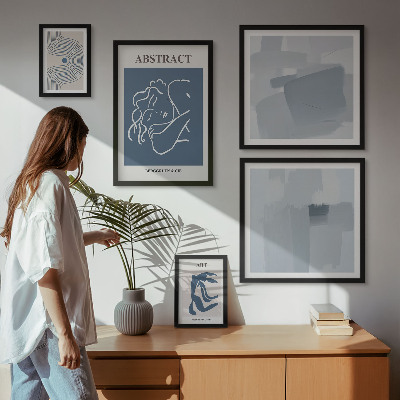 Zestaw obrazów w ramie do galerii ściennej Stylowe abstrakcje minimalistyczne