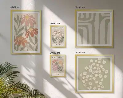 Zestaw obrazów dekoracja ścienna z motywem kwiatów oraz miast Londyn i Paryż w stylu boho