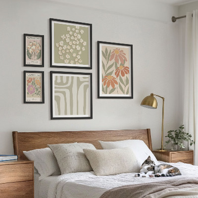 Dekoracja ścienna zestaw obrazów Kwiatowe wzory Londyn Paryż boho