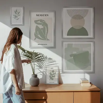 Galeria obrazów na ścianę w stylu nowoczesnym z abstrakcją