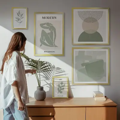 Galeria obrazów na ścianę w stylu nowoczesnym z abstrakcją