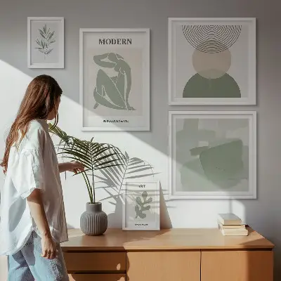 Galeria obrazów na ścianę w stylu nowoczesnym z abstrakcją