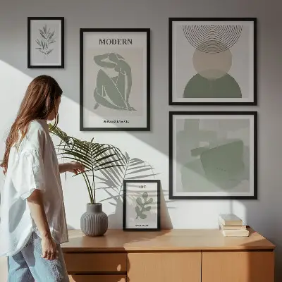 Galeria obrazów na ścianę w stylu nowoczesnym z abstrakcją