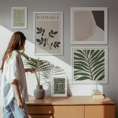 Zestaw obrazów w ramie do galerii ściennej nowoczesne roślinne inspiracje