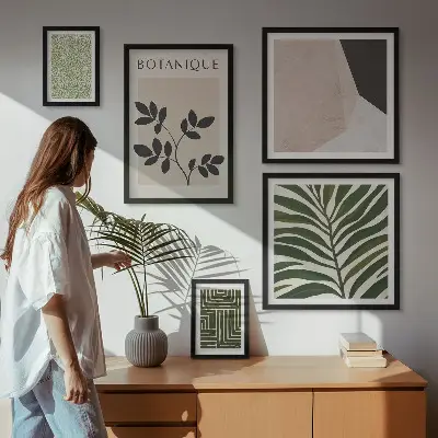 Zestaw obrazów w ramie do galerii ściennej nowoczesne roślinne inspiracje