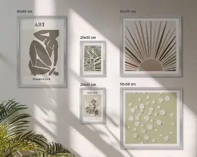 Stylowe grafiki roślinne abstrakcja zestaw 5 obrazów w ramie