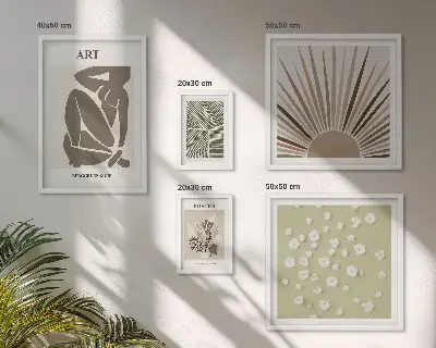 Stylowe grafiki roślinne abstrakcja zestaw 5 obrazów w ramie