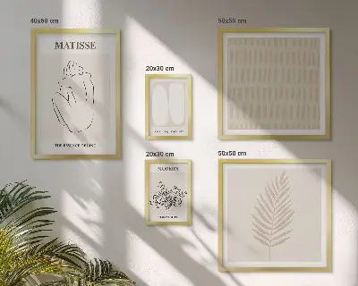 Zestaw obrazów w ramie do galerii ściennej w stylu minimalistycznym z motywem kształtów
