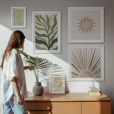 Zestaw obrazów dekoracyjnych stylowe roślinne abstrakcje