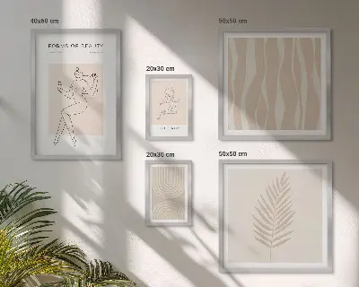 Zestaw 5 obrazów w ramie o tematyce minimalistycznej