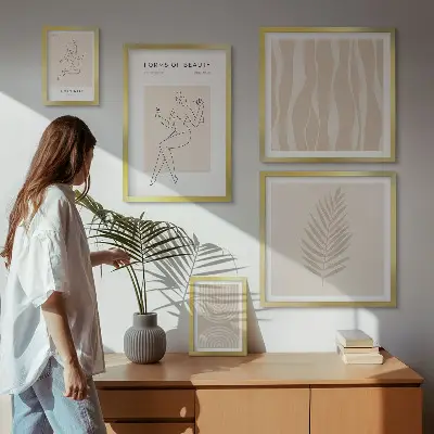 Zestaw 5 obrazów w ramie o tematyce minimalistycznej