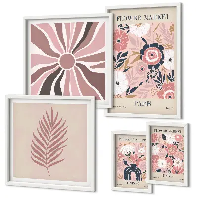 Galeria obrazów na ścianę Kwiatowe rynki styl boho