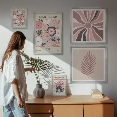 Galeria obrazów na ścianę kwiatowe rynki w stylu boho