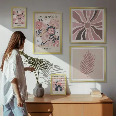 Galeria obrazów na ścianę kwiatowe rynki w stylu boho