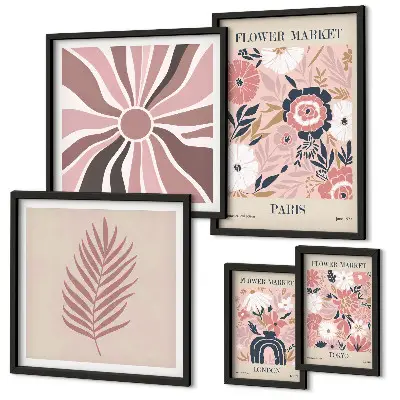 Galeria obrazów na ścianę kwiatowe rynki w stylu boho