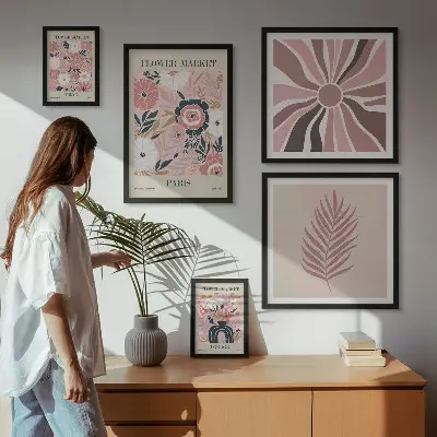 Galeria obrazów na ścianę kwiatowe rynki w stylu boho