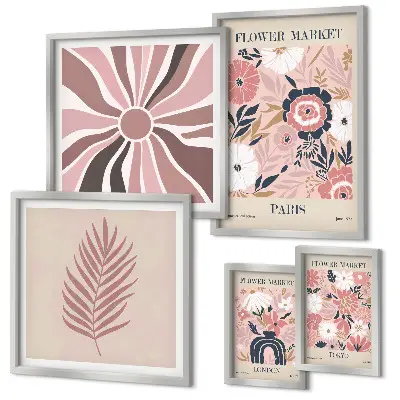 Galeria obrazów na ścianę kwiatowe rynki w stylu boho