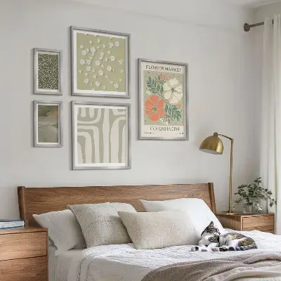 Zestaw obrazów dekoracja ścienna z motywami roślinnymi w stylu boho
