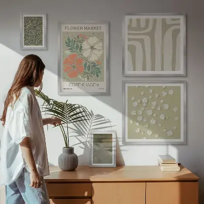 Zestaw obrazów dekoracja ścienna z motywami roślinnymi w stylu boho