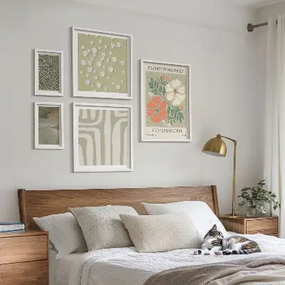 Zestaw obrazów dekoracja ścienna z motywami roślinnymi w stylu boho