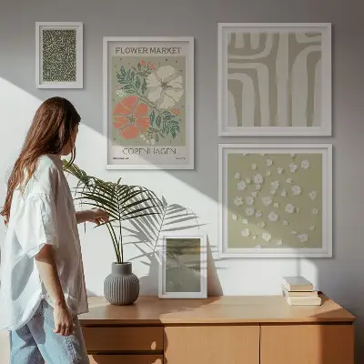 Zestaw obrazów dekoracja ścienna z motywami roślinnymi w stylu boho