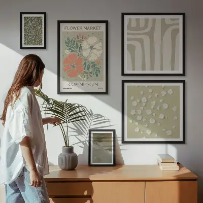 Zestaw obrazów dekoracja ścienna z motywami roślinnymi w stylu boho