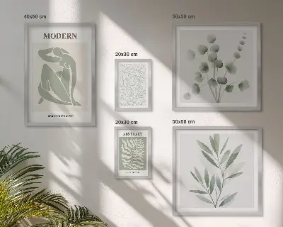Zestaw 5 obrazów w ramie ze stylowymi motywami roślinnymi