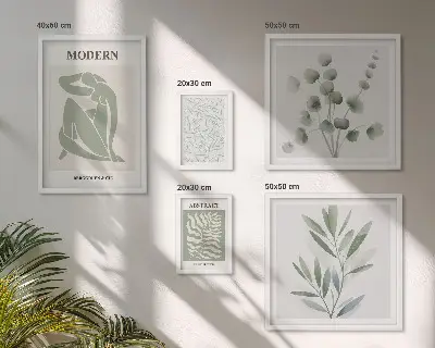 Zestaw 5 obrazów w ramie ze stylowymi motywami roślinnymi
