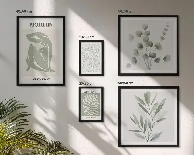 Zestaw 5 obrazów w ramie ze stylowymi motywami roślinnymi