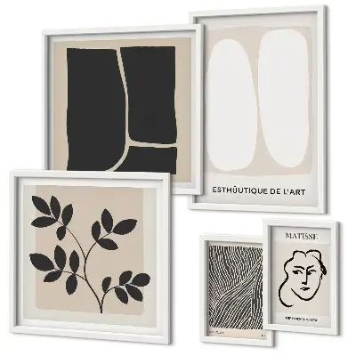 Galeria obrazów na ścianę stylowe grafiki z minimalistycznymi liniami