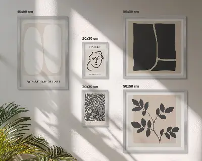 Galeria obrazów na ścianę stylowe grafiki z minimalistycznymi liniami