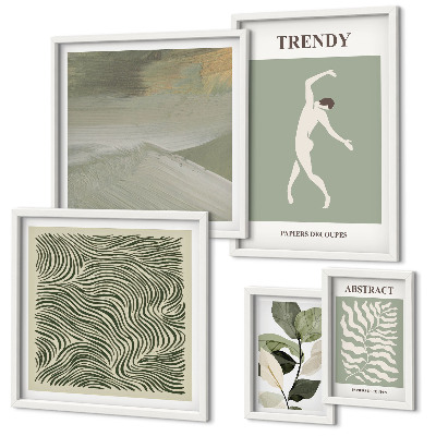 Dekoracja ścienna zestaw obrazów Stylowe abstrakcyjne rośliny