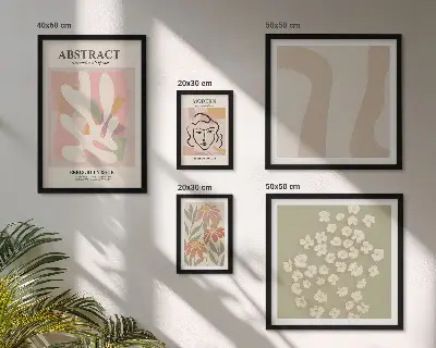 Zestaw obrazów w ramie do galerii ściennej stylowe abstrakcje z motywem kwiatów do wnętrz