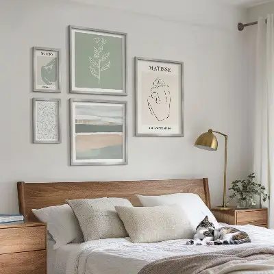 Stylowe grafiki roślinne zestaw 5 obrazów w ramie