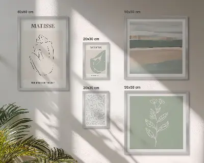 Stylowe grafiki roślinne zestaw 5 obrazów w ramie