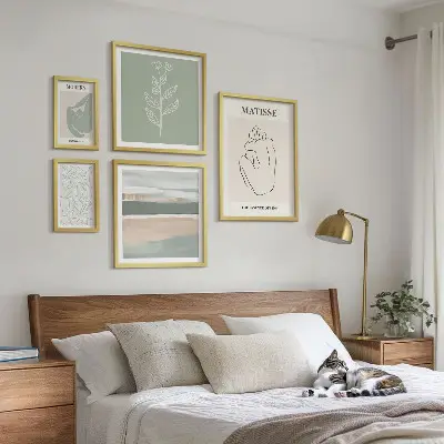 Stylowe grafiki roślinne zestaw 5 obrazów w ramie