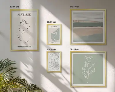 Stylowe grafiki roślinne zestaw 5 obrazów w ramie