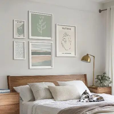 Stylowe grafiki roślinne zestaw 5 obrazów w ramie